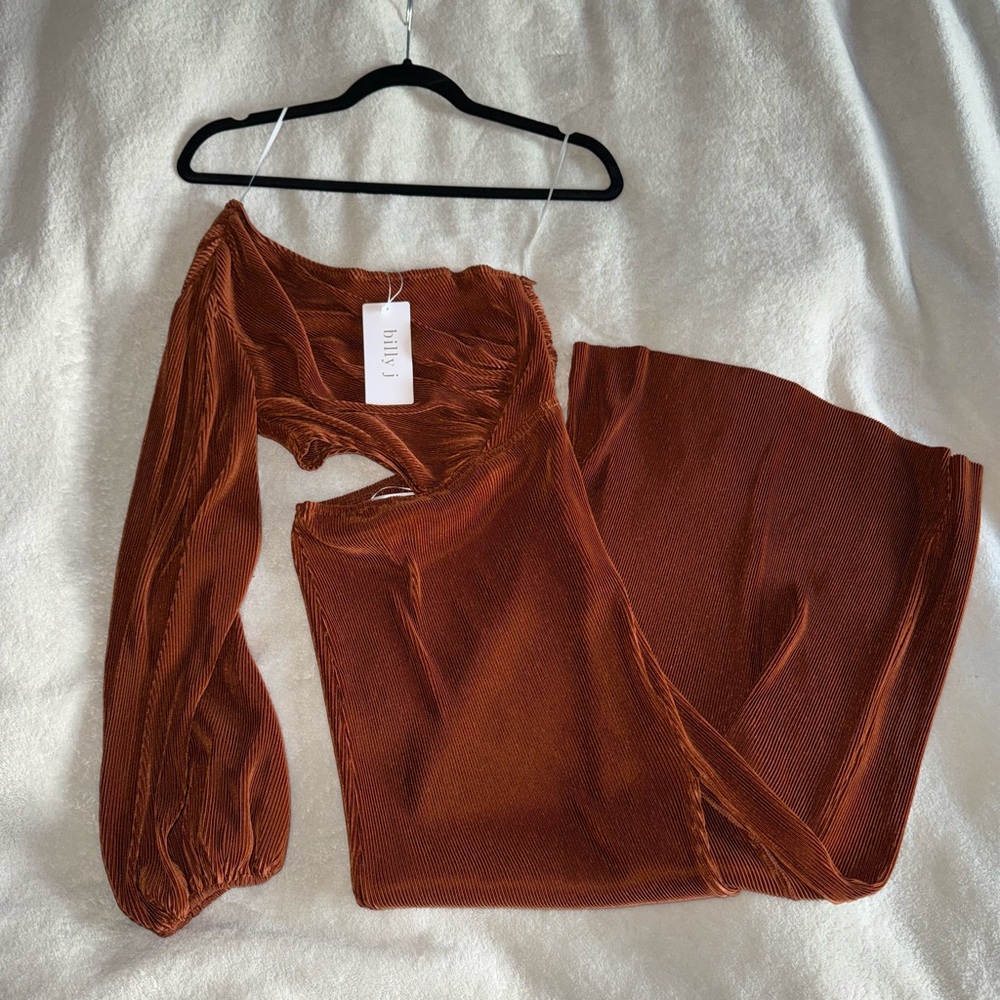Chic One Shoulder Rust Dress